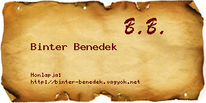Binter Benedek névjegykártya