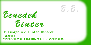 benedek binter business card
